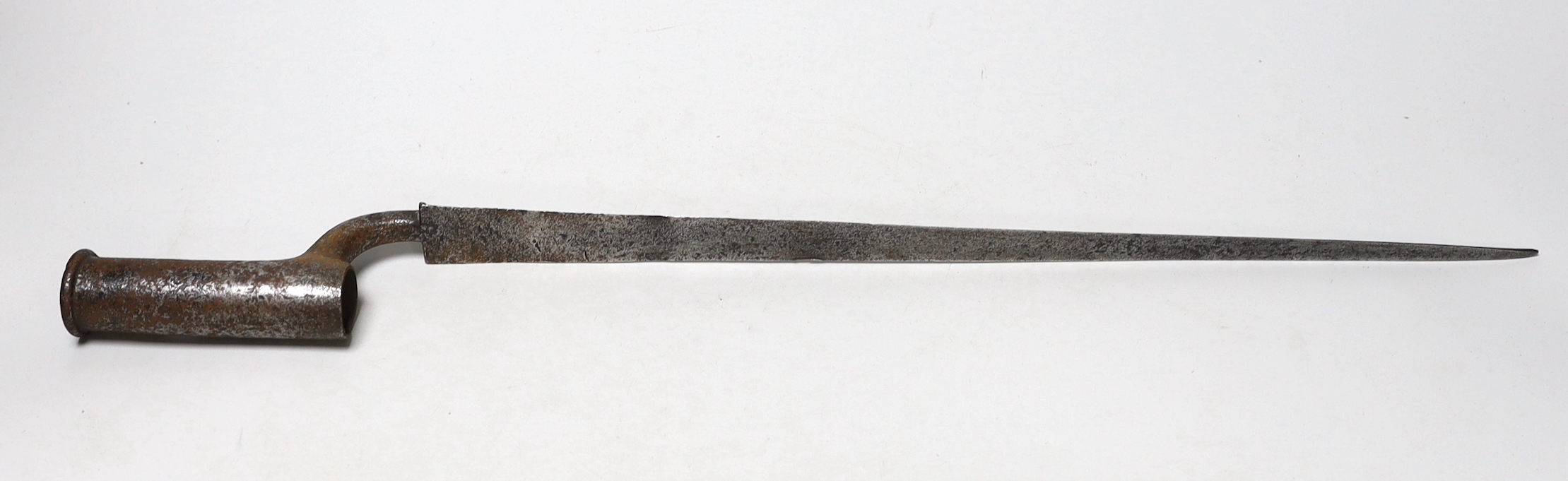 A George V 1897 pattern officer's sword in leather scabbard and canvas outer case with additional steel scabbard, together with a triangular bayonet in leather scabbard with strap and two 19th century Sinhalese swords (k